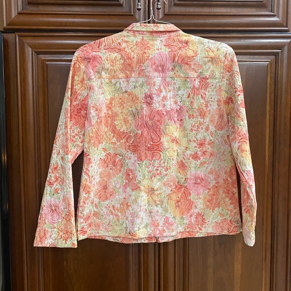 Ladies Medium Jacket Spring Colors Long Sleeve Zipper Pockets Peach Green Joni B - Picture 8 of 15